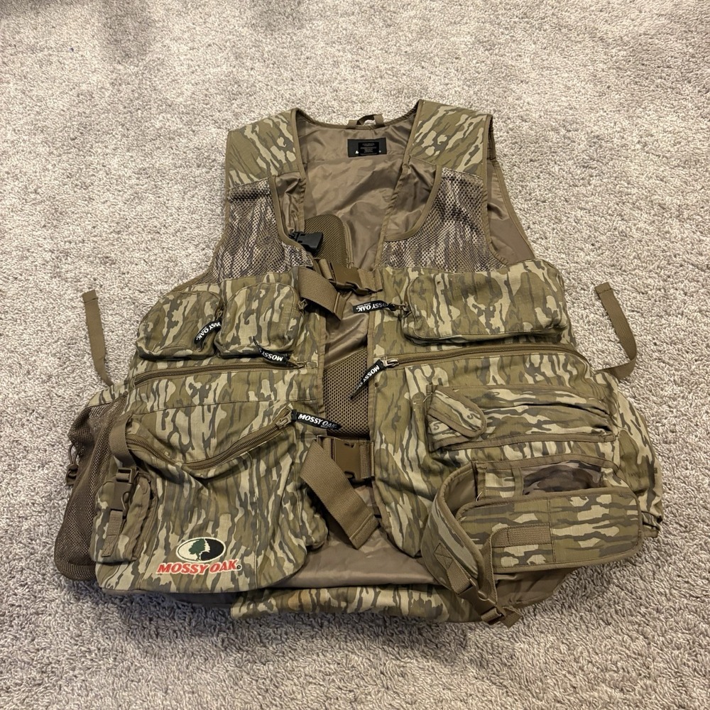 Mossy Oak Gamekeeper Men Bottomland Camo Turkey Hunting Vest With Pads Size XL